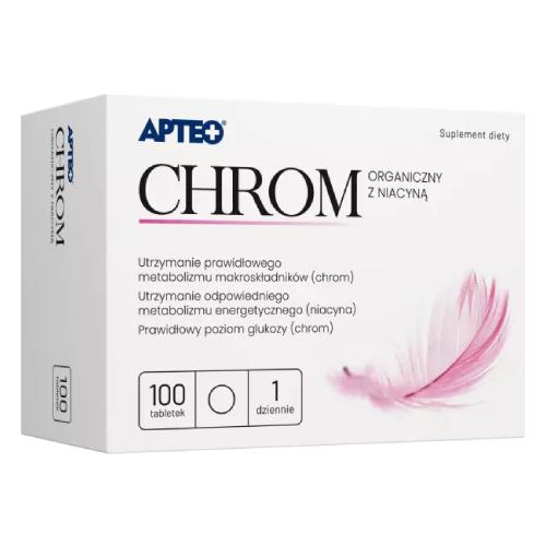 Miniaturka artykułu - APTEO Chrom Organiczny z niacyną, 100 tabletek