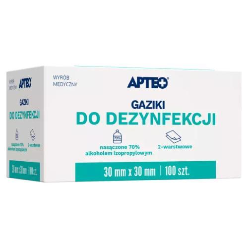 Miniaturka artykułu - APTEO Gaziki do dezynfekcji, 100szt. USZKODZONE TEKTUROWE OPAKOWANIE