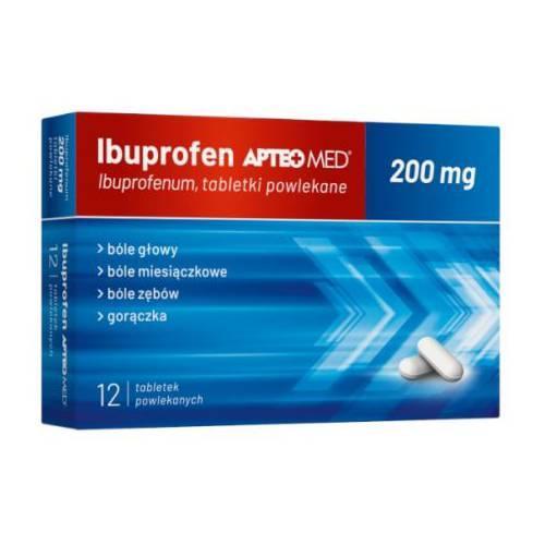 Miniaturka artykułu - APTEO MED Ibuprofen 200mg, 12 tabletek powlekanych USZKODZONE TEKTUROWE OPAKOWANIE