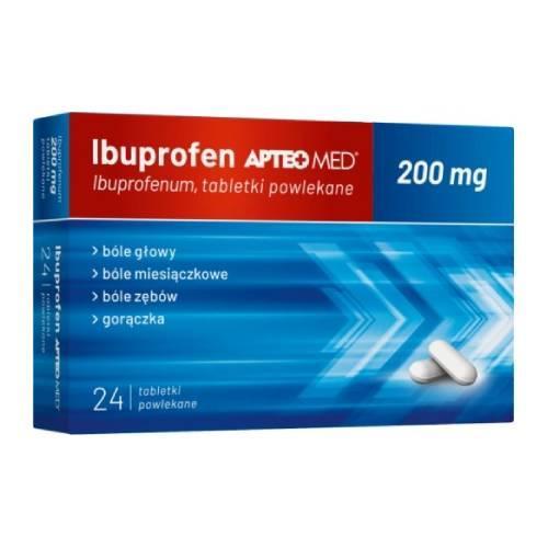 Miniaturka artykułu - APTEO MED Ibuprofen 200mg, 24 tabletki powlekane USZKODZONE TEKTUROWE OPAKOWANIE