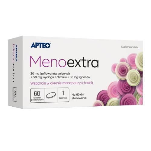 Miniaturka artykułu - APTEO Menoextra przeznaczony dla kobiet w okresie menopauzy, 60 tabletek   KR&Oacute;TKA DATA 30.06.2026
