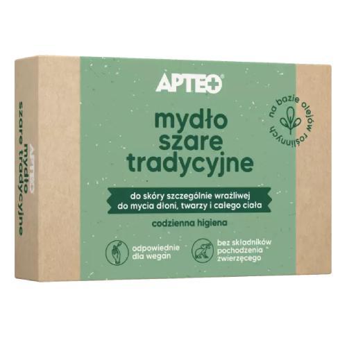Miniaturka artykułu - APTEO Mydło szare tradycyjne, 100 g USZKODZONE/BRAK TEKTUROWEGO OPAKOWANIA 