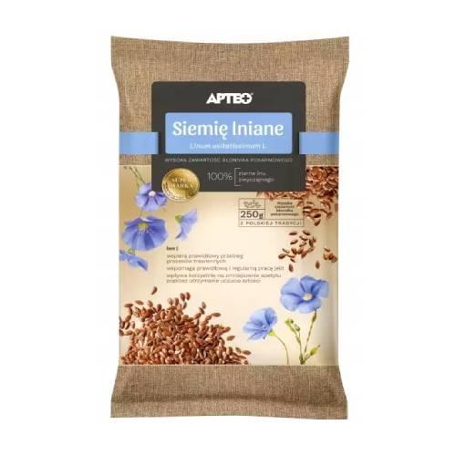 Miniaturka artykułu - APTEO NATURA Siemię lniane, 250g USZKODZONE OPAKOWANIE