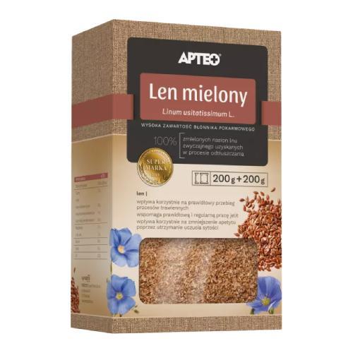 Miniaturka artykułu - APTEO Siemię lniane (mielone), 200g + 200g USZKODZONE TEKTUROWE OPAKOWANIE