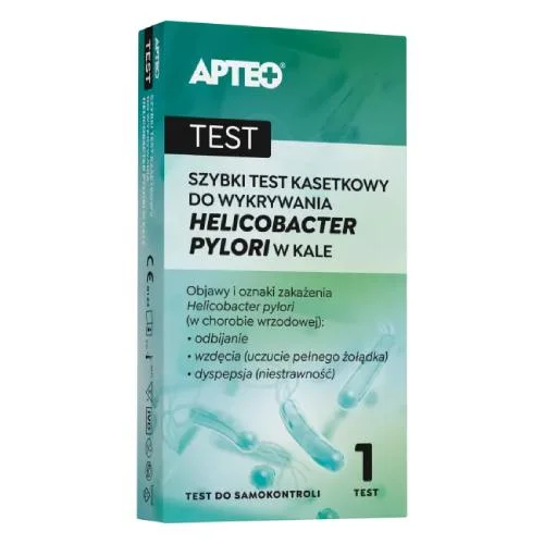Miniaturka artykułu - APTEO Szybki test kasetkowy do wykrywania Helicobacter pylori w kale KR&Oacute;TKA DATA 30.11.2026
