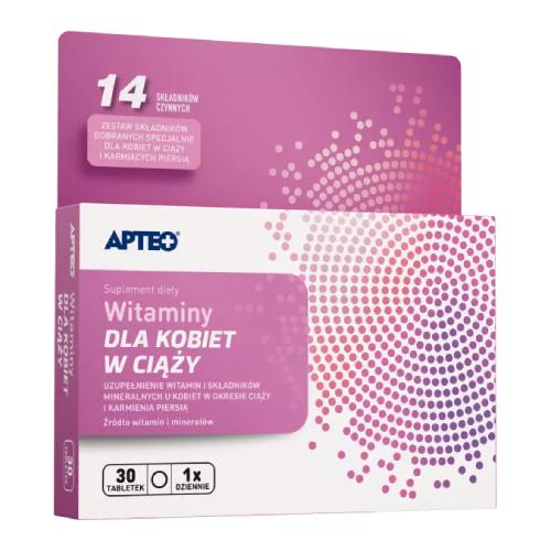 Miniaturka artykułu - APTEO Witaminy dla kobiet w ciąży, 30 tabl.