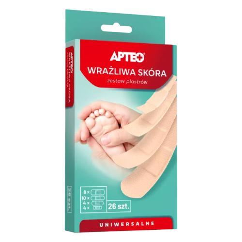 Miniaturka artykułu - APTEO Wrażliwa sk&oacute;ra Zestaw plastr&oacute;w uniwersalnych, 26 szt. USZKODZONE TEKTUROWE OPAKOWANIE