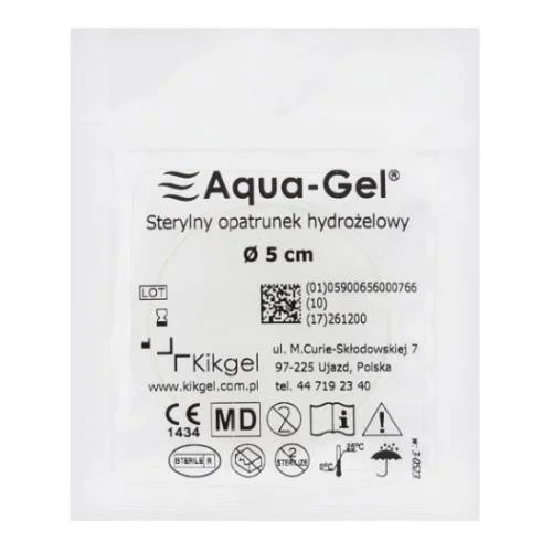 Miniaturka artykułu - Aqua-gel opatrunek hydrożelowy - średnica 5cm, 1szt.