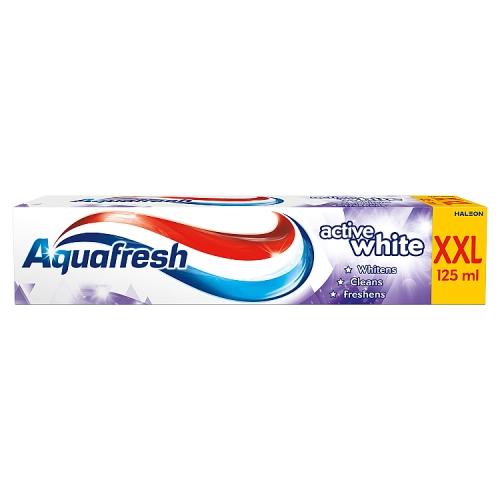 Miniaturka artykułu - Aquafresh Active White XXL Pasta do zęb&oacute;w wybielająca z fluorkiem, 125 ml