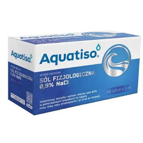 Miniaturka artykułu - Aquatiso S&oacute;l fizjologiczna 0,9% NaCl, 50 szt. x 5 ml