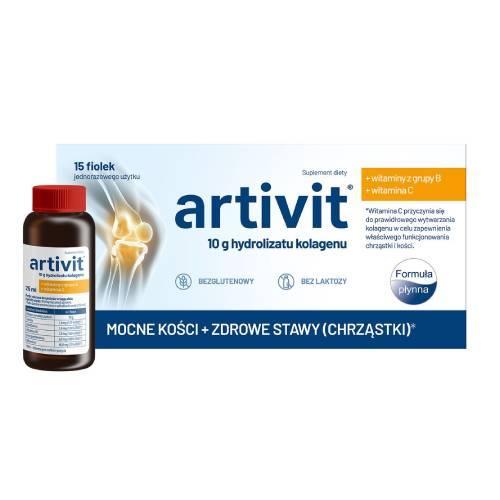 Miniaturka artykułu - Artivit Kolagen 10000 mg z witaminą C, 15 fiolek x 25 ml USZKODZONE KARTONOWE OPAKOWANIE 