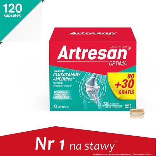 Miniaturka artykułu - Artresan Optima, 120 (90+30) kapsułek USZKODZONE TEKTUROWE OPAKOWANIE ZBIORCZE