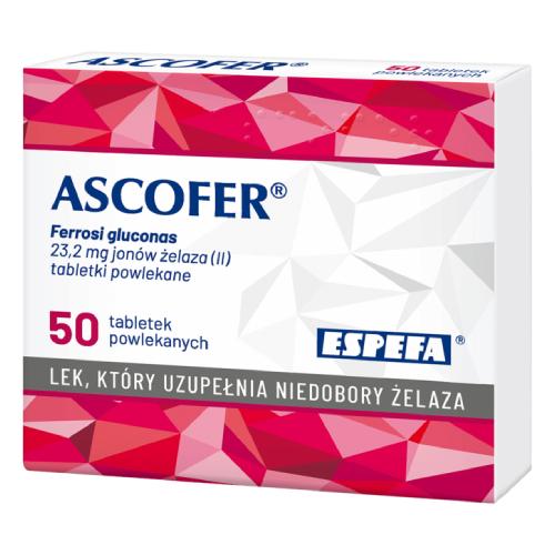 Miniaturka artykułu - Ascofer Niedob&oacute;r żelaza x 50 drażetek 