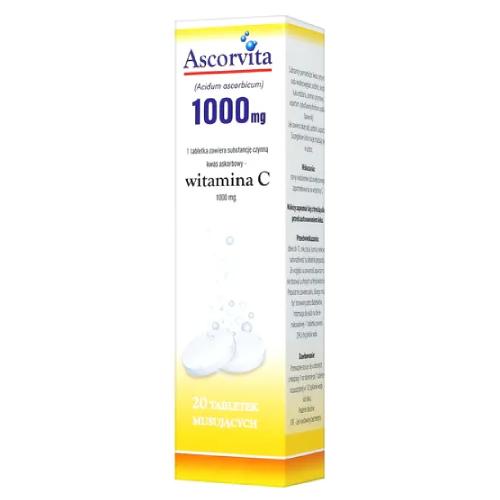 Miniaturka artykułu - Ascorvita VITAMINA C 1 g - 20 tabletek 