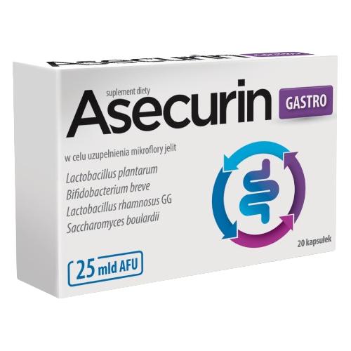 Miniaturka artykułu - Asecurin Gastro 25 mliar&oacute;w kultur bakterii probiotycznych, 20 kaps.