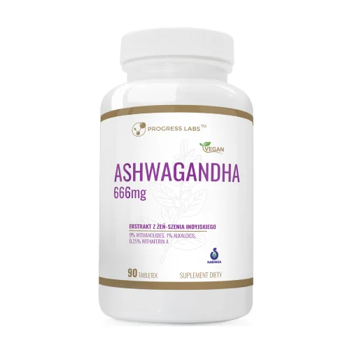 Miniaturka artykułu - Progress Labs Ashwagandha 666 mg, 90 tabl.