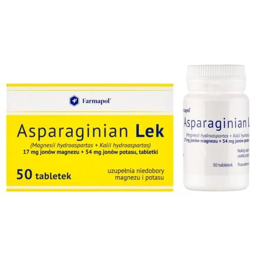 Miniaturka artykułu - Asparaginian Lek - 17 mg jon&oacute;w magnezu + 54 mg jon&oacute;w potasu, 50tabl.