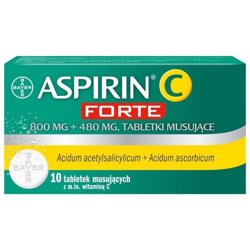 Miniaturka artykułu - ASPIRIN C FORTE - 10 tabletek musujących USZKODZONE OPAKOWANIE