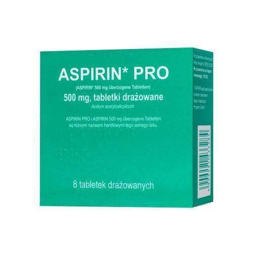 Miniaturka artykułu - ASPIRIN PRO 500mg, 8 tabletek drażowanych Delfarma KR&Oacute;TKA DATA 30.09.2026