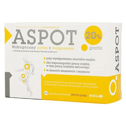 Miniaturka artykułu - ASPOT potas + magnez - 60 tabletek powlekanych