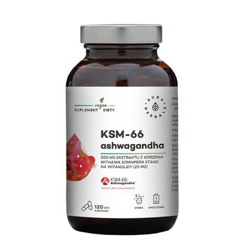 Miniaturka artykułu - Aura Herbals Ashwagandha KSM-66 500mg, 120 kapsułek