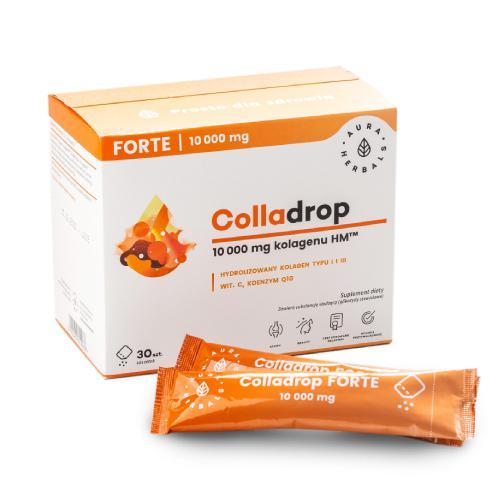 Aura Herbals Colladrop Forte kolagen morski 10000, 30 saszetek USZKODZONE TEKTUROWE OPAKOWANIE 