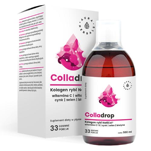 Miniaturka artykułu - AURA HERBALS Colladrop - Kolagen rybi NatiCol&reg; + Wit. C - płyn 500ml