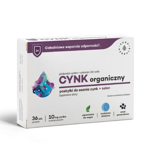 Miniaturka artykułu - Cynk organiczny cynk + selen, 36 pastylek    Aura Herbals 