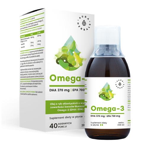 Miniaturka artykułu - Aura Herbals Omega-3 370 DHA / 700 EPA Płyn, 200 ml