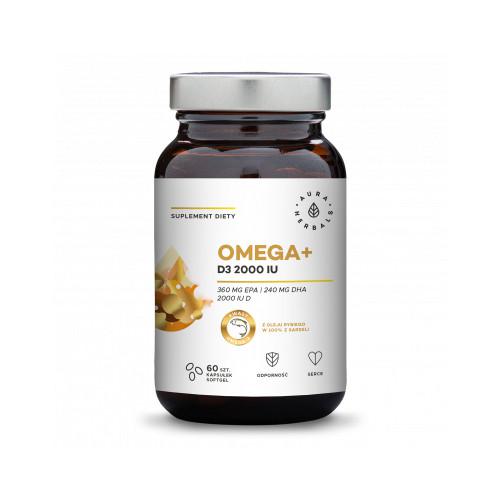 Miniaturka artykułu - Omega + Witamina D3 2000 IU Aura Herbals, 60kaps.