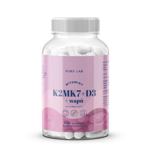 Miniaturka artykułu - AURA HERBALS PureLab Witaminy K2MK7+D3+Wapń, 130kaps.