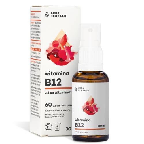 Miniaturka artykułu - AURA HERBALS Witamina B12 Forte - aerozol - 30ml