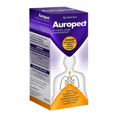 Miniaturka artykułu - Auropect 50 mg/ml Syrop dla pacjent&oacute;w/dzieci w wieku od 6 lat, 200 ml