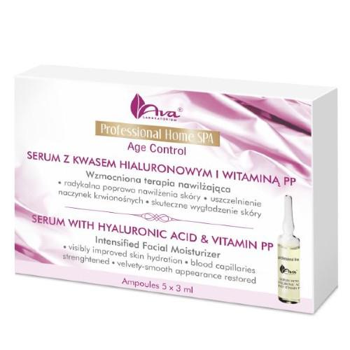 Miniaturka artykułu - AVA PROFESSIONAL HOME SPA Serum z kwasem hialuronowym i  witaminą PP - 5 x 3 ml 