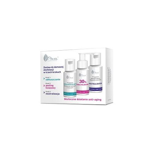 AVA Professional Home Therapy &ndash; Zestaw do domowej eksfoliacji z kwasem mlekowym, 3x50ml