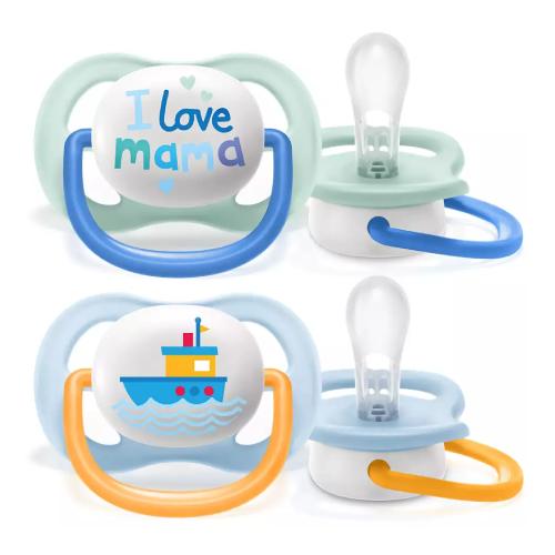 Miniaturka artykułu - AVENT Smoczek uspokajający Ultra Air Happy SCF080/01 0-6m Boy, 2 szt.