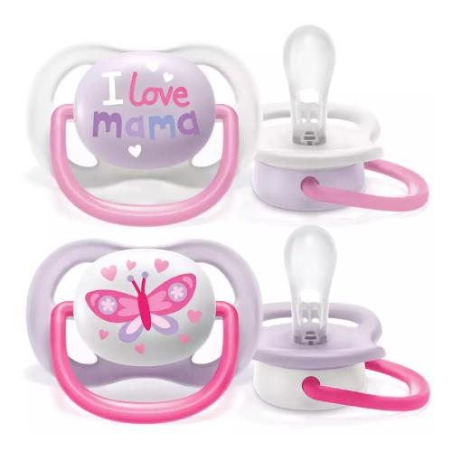 Miniaturka artykułu - AVENT Smoczek uspokajający Ultra Air Happy SCF080/02 0-6m Girl, 2 szt.