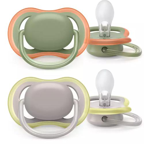 Miniaturka artykułu - AVENT Smoczek ultra air SCF085/20 6-18 Szary/zielony, 2szt.