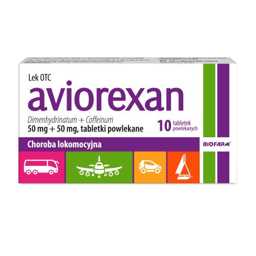 Miniaturka artykułu - Aviorexan, Lek przeciwwymiotny i na chorobę lokomocyjną, 10 tabletek