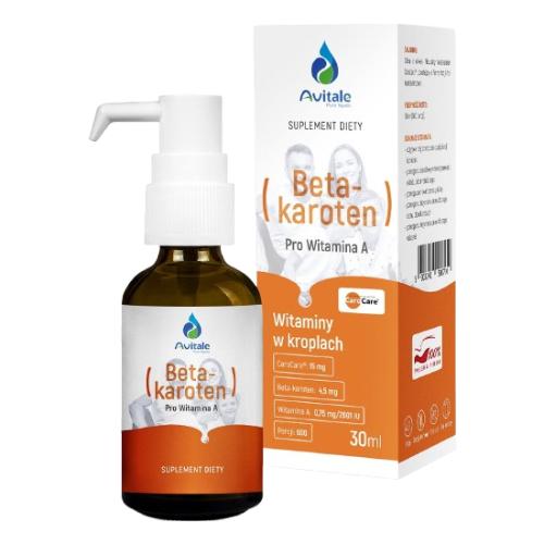 Miniaturka artykułu - Avitale Beta-karoten Pro Witamina A w kroplach, 30 ml