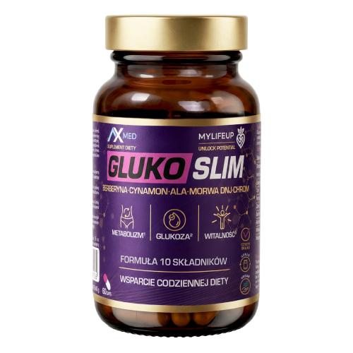 Miniaturka artykułu - AX MED Gluko Slim, 60 kaps. - suplement diety z berberyną, morwą, ALA i chromem