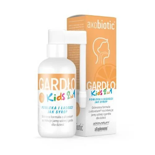 Miniaturka artykułu - AXOBIOTIC Gardło Kids 2w1 Spray do gardła dla dzieci, 30ml KR&Oacute;TKA DATA 30.11.2026