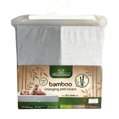 Miniaturka artykułu - BabyMatex Pokrowiec na przewijak BAMBOO 50x70/80 biały i szary, 2 szt.