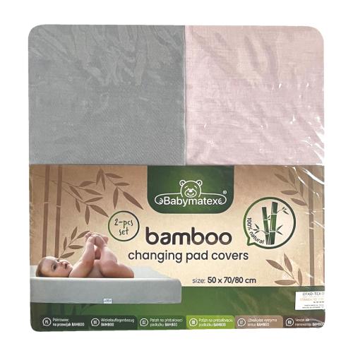 Miniaturka artykułu - BabyMatex Pokrowiec na przewijak BAMBOO 50x70/80 r&oacute;żowy i szary, 2 szt.