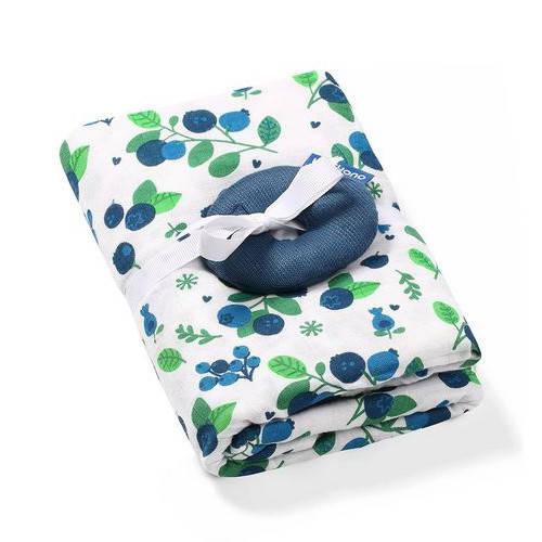 Miniaturka artykułu - BABYONO 536/02 Otulacz z muślinu bambusowego + grzechotka