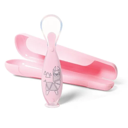 Miniaturka artykułu - BABYONO Be Active Łyżeczka z przyssawką r&oacute;żowa 1461/01