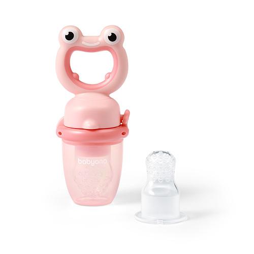 Miniaturka artykułu - BabyOno Gryzak do podawania pokarm&oacute;w r&oacute;żowa żaba
