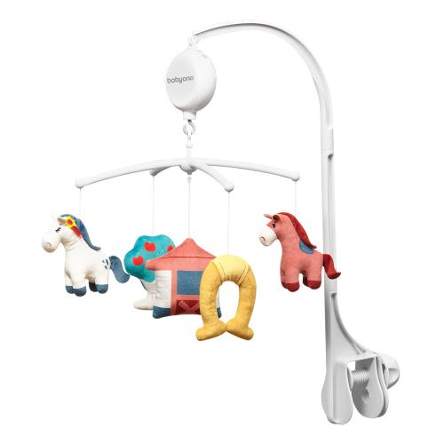 Miniaturka artykułu - BABYONO Karuzela do ł&oacute;żeczka z elektroniczną pozytywką HORSES, 1szt.
