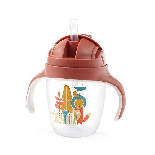 Miniaturka artykułu - BABYONO Kubek niekapek z obciążoną słomką 240ml Lisek 1464/01, 6m+