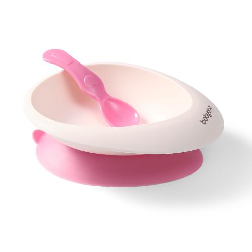 Miniaturka artykułu - BABYONO Miseczka z przyssawką i łyżeczką 1077/02 r&oacute;żowa